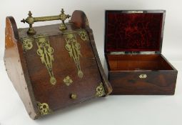 BRASS BOUND SLOPING COAL BOX & ROSEWOOD JEWELLERY BOX (2)