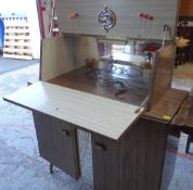RETRO FORMICA COCKTAIL CABINET with fitted interior and mirror-back cupboards