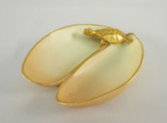 ROYAL WORCESTER TWO SECTION PIN DISH MODELLED AS A TURTLE ON LILY PAD, shape number 928, year cypher