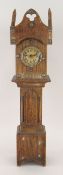 MINIATURE OAK LONGCASE CLOCK, 44cms high