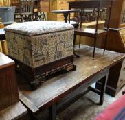 ASSORTED OCCASIONAL FURNITURE including square Ottoman, wine table, small Georgian style two tier