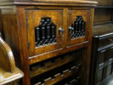 INDIAN TEAK & METAL CABINET WITH WINE RACK UNDER
