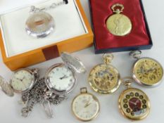 ASSORTED MODERN POCKET WATCHES, including boxed Colibri Hunter on chain (8)
