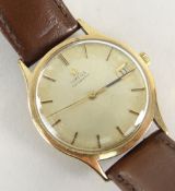 OMEGA 9CT GOLD AUTOMATIC CALENDAR CENTRE SECONDS WRISTWATCH, 1970, Cal.1012, lever movement,