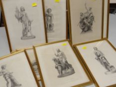 SET OF NINE ENGRAVINGS OF SCULPTURES BY VARIOUS ARTISTS including 'Cupid Captive' engraved by