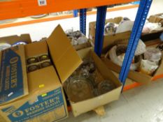 ASSORTED GLASSWARE including retro ceiling shades, Fosters Lager glasses