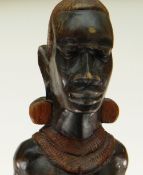 EAST AFRICAN HARDWOOD SCULPTURE OF A MAASAI FEMALE, 94cms high