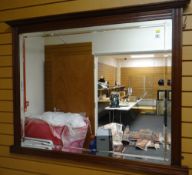 EDWARDIAN MAHOGANY OVER MANTLE with beveled edge glass