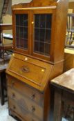 1930'S SMALL OAK BUREAU BOOKCASE