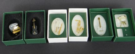 SWAROVSKI CRYSTAL MEMORIES GOLD MUSICAL INSTRUMENTS (in original boxes) (6)