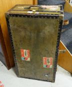 VINTAGE TRAVELLING TRUNK complete with Cunard Liner labels, metal clasps