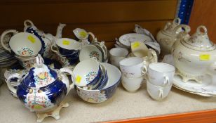 VICTORIAN CHINA including Gaudy Welsh twelve-piece tea set and a white/pink tea seat