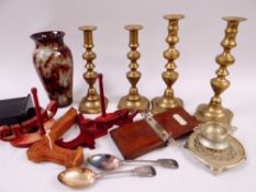 ASSORTED VINTAGE ORNAMENTS including Art Deco table box, two pairs of candlesticks ETC