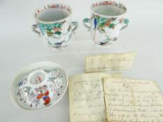 PAIR OF CHINESE FAMILLE VERTE CHOCOLATE CUPS Kangxi, decorated with geese and flowering shrubs, each