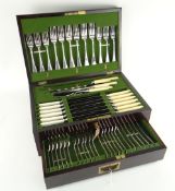 BOXED CANTEEN OF ELECTROPLATED CUTLERY & FLATWARE BY FRANK COBB & COMPANY FOR 6 PLACE SETTINGS, with