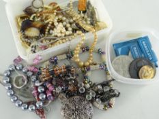 ASSORTED COSTUME & DRESS JEWELLERY to include beads, pendants, rings, together with small quantity