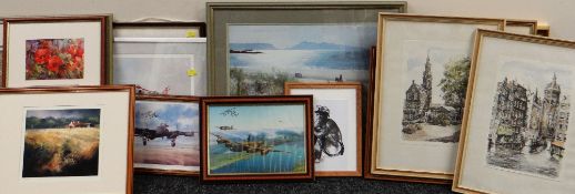 ASSORTED PRINTS & LIMITED EDITION PRINTS including Cardiff Bay 1956, two of Jaguar RAF Fighter