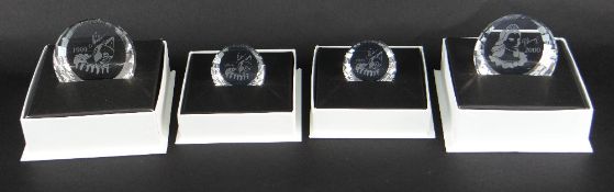 FOUR SWAROVSKI ANNUAL EDITIONS SIGNED PAPERWEIGHTS, 1999-2000, boxed (4)