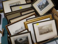 ASSORTED COLOURED ENGRAVINGS & PRINTS including Welsh views, Brecon, Cardiff ETC (19)