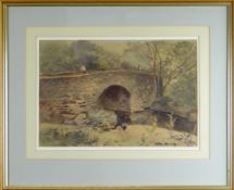 ARTHUR MILES watercolour - 'Bridge at Cwmpennant', signed and dated '86, 28.5 x 35cms