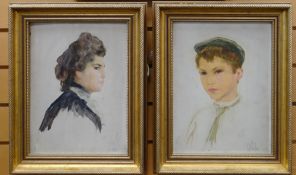 CLEMENTINE, HELENE DUFAU (FRENCH 1869 - 1937) oils on board - head and shoulders study of a Basque