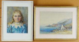 LORD BELPER watercolours - coastal view, signed and dated '89, 24 x 35cms, and another watercolour