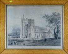 G HAWKINS FOR DAY & HAGUE lithograph - view showing the proposed restoration of Landaff Cathedral,