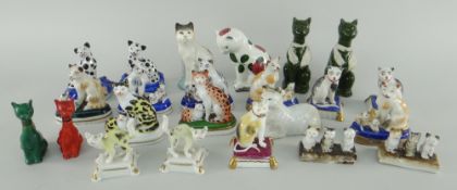 MINIATURE CAT MODELS including seven pairs of seated cats, plichta Scottish-type seated cat, and