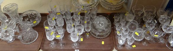 LARGE ASSORTMENT OF CUT GLASS DRINKING GLASSES & VASES