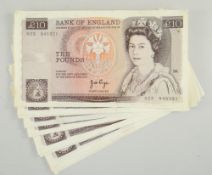 16 x BANK OF ENGLAND OLD £10 BANK NOTES, Chief Cashiers Page & Somerset (16)