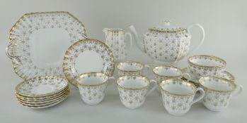 MODERN SPODE FLEUR DE LYS GOLD PATTERN SIX-PIECE TEA SERVICE