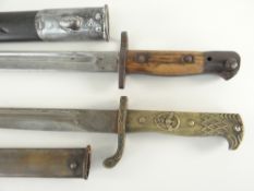 TWO BAYONETS comprising early 20th Century 1907 pattern bayonet and scabbard and reproduction