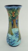 MOORCROFT VASE decorated with woodland trees and bluebells, circa 1997, impressed and painted marks,