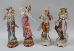 PAIR OF ROYAL DUX FIGURINES & PAIR OF AUSTRIAN POTTERY FIGURINES (4)