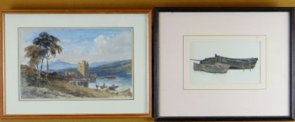 FOLLOWER OF PETER DE WINT watercolour - Carrick Castle, 20 x 32cms, and attributed to Edward