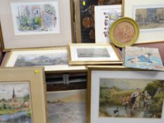 ASSORTED PICTURES including prints After Bartolozzi and Miles Birket Foster ETC