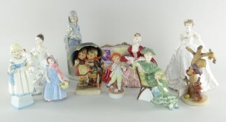 ASSORTED COLLECTABLE FIGURINES to include Royal Doulton, Lladro, Hummel, Royal Worcester ETC (10)