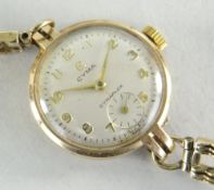 9CT GOLD LADIES CYMA FLEX WRISTWATCH ON 9CT GOLD BRACELET, 20gms overall