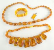ASSORTED JEWELLERY to include amber fringe necklace, amber pendant, amber bracelet and amber