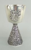 ELIZABETH II SILVER ELY CATHEDRAL COMMEMORATIVE GOBLET, London 1973, by John Willmin for Aurum, bowl