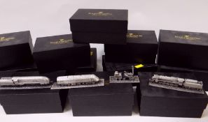 EIGHTEEN ROYAL HAMPSHIRE ART FOUNDRY PEWTER MODELS OF FAMOUS LOCOMOTIVES (sixteen boxed)