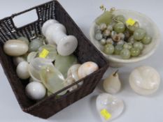 ASSORTED HARD STONE CARVINGS & GLASS ORNAMENTS