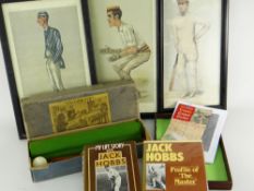 CRICKET MEMORABILIA to include three Vanity Fair prints (The Demon Bowler, English Cricket, A Tested