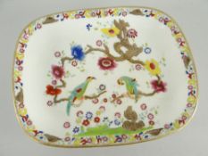 SWANSEA PORCELAIN 'CHAINED PARROTS' PATTERN TEAPOT STAND, Swansea red script mark, 18cms wide
