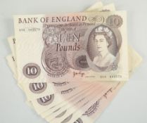10 x BANK OF ENGLAND OLD £10 BANK NOTES, Chief Cashier Page (10)