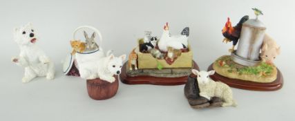 BORDER FINE ARTS MODELS including A4064 'Under Her Wing' and A3702 'Cockerel and Piglet at Waterer',