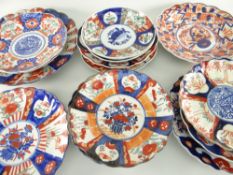 ASSORTED JAPANESE IMARI PORCELAIN DISHES, mostly Kikugata form (15)