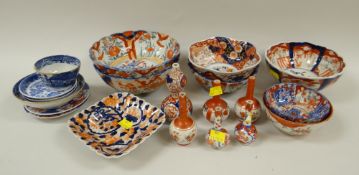 ASSORTED JAPANESE IMARI PORCELAIN BOWLS & VASES