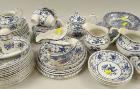 BLUE PRINTED EARTHENWARE, tea and breakfastwares and Enoch wood dishes