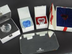 ASSORTED SWAROVSKI CRYSTAL COLOURED & CLEAR HEARTS WITH TWO MIRRORS, BOXED (4)
